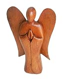 Deko Figur Schutzengel Engel aus Soar Holz braun, 15 cm, Engelfigur Holzengel Holzfigur aus Bali