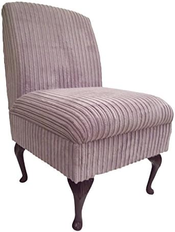 Bedroom Chair in Lavnder Jumbo Cord Fabric on Queen Anne Legs