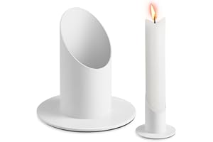 Aongray 1 Stück Kerzenständer Kommunionkerze,Metall Weiß 4 cm mit Tropfschutz für Kommunionkerze, Trauerkerze -Taufkerzenständer, Stabkerzenhalter für Deko