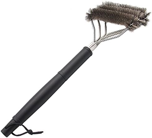 Yapeach Barbecue Grill Cleaning Brush, 3-in-1 Safe 18inch Stainless Steel Wire Bristle Cleaner with Sturdy Triple Head (Black)