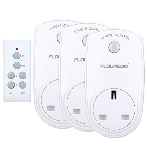 FLOUREON Wireless Remote Control Sockets Programmable Electrical Plug Outlet Switch for Household Appliances, 