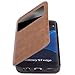 Price comparison product image iCues Samsung Galaxy S7 EDGE Case | Buffalo brown Cayenne 360° Aluminium Bumper Wallet | Shookproof Heavy Duty Durable Lifeproof Protective Folio with Kickstand Window Flip Leather Men Frame Metal