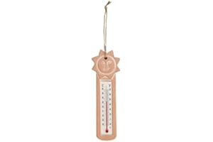 POWERLANTZ Terracotta Garden Thermometer with Sun Decor - Accurate Temperature Readings, Stylish Design, Durable & Easy to Hang for Outdoor/Indoor Use in Wall, Garden, Conservatory, and Home