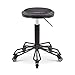 Produktbild Calyvina Vintage Industrial Style Salon Hocker Höhenverstellbar Rollen Drehbarer Bürostuhl Massage Spa Hocker Stuhl mit Rädern (schwarz),Black