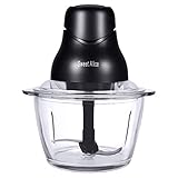 【Einfach zu reinigen】Abnehmbar und leicht abwischbar! Die Glasschüssel kann in der Spülmaschine gereinigt werden. (Beachten Sie, dass der Motorkopf nicht ins Wasser gelangen darf.