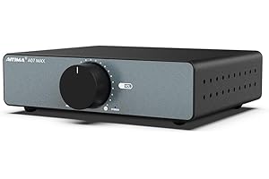 AIYIMA A07 MAX - Amplificador estéreo de 2 canales para el hogar 300 W x 2 TPA3255 Clase D Amplificador mono puenteable de 600 W con salida de línea de 3.5 mm para altavoces pasivos de estantería +