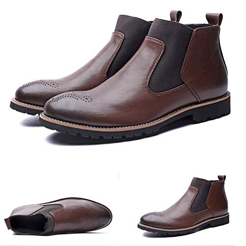 Men's Round Head Casual Shoes Leather Martin Boots Breathable Business Non-Slip Lightweight Shoes