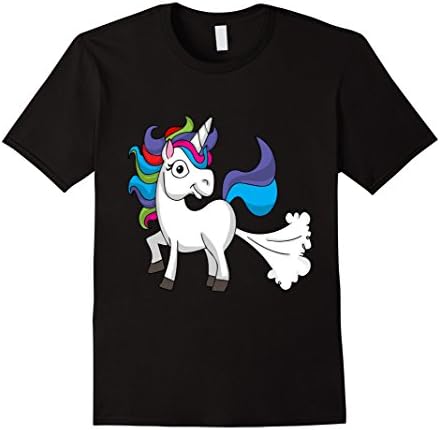 Funny Farting Unicorn T-Shirt - Humorous Animal Shirt Male Large Black