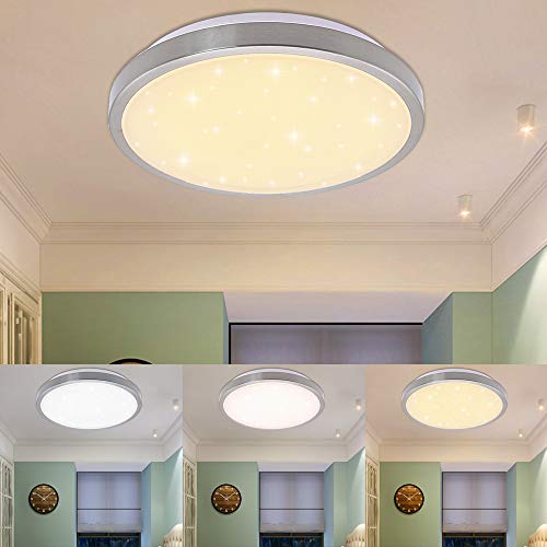 Preisvergleich Produktbild 12W LED Deckenlampe Wohnzimmer Lampe Schlafzimmer Leuchte verschiedene 3in1 Farbwechselfunktion Sterneffekt Farbwechsel Lampe