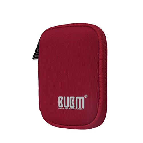 BUBM Soft Mini Tasche Aufwahrungstasche mit 6 Kapazität für USB Drive Shuttle (Dunkelrot)