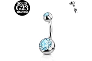 FunZing Titanio Piercing ombelico argento 6mm 8mm 10mm 12mm 14mm 16mm bar lunghezza piercing ombelico titanio donne 1 pezzo 14G solido titanio Piercing ombelico rosa blu CZ anelli ombelico