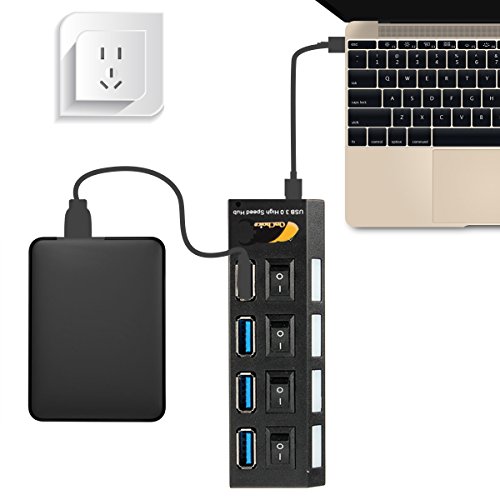 ONCHOICE 4 Port USB 3.0 Schalter Hub Ladegerät mit Eur 5V USB Power Adapter unabhängige externe Ladegerät im Lieferumfang enthalten Ultrabooks Laptop Tablet PC und Mac EUR - 7