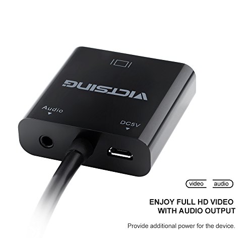 [Vergoldete] VicTsing 1080P HDMI auf VGA male zu female Video Audio Adapter-Kabel Converter mit Micro-USB und 3,5 mm Audio-Anschluss&Kabel für PC Laptop-DVD, Raspberry Pi und andere HDMI-Eingabegeräte - 2
