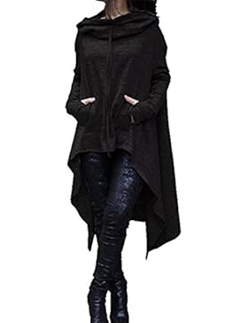 Damen Lange Kapuzenpullover Oversize Pullover Asymmetrisch Hoodie Kleid Casual Pullis