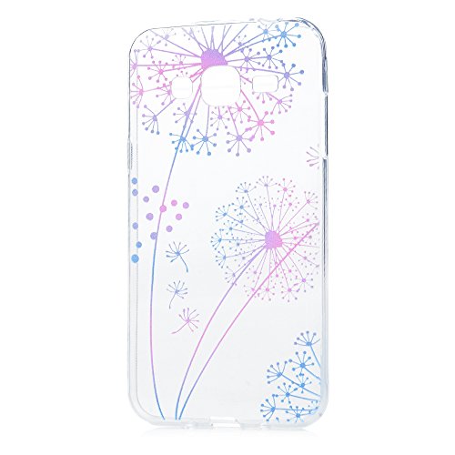 Badalink Hülle für Samsung Galaxy J3 2016 Silikon Handy Hülle Schutzhülle Löwenzahn Muster Ultra Slim Weich TPU Gummi Bumper Case Protective Back Soft Case Cover Schale Tasche Skin