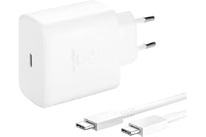 EINLIKE 45W Cargador Carga Rapida con Cable USB C Compatible con Samsung Galaxy Book, S22 Ultra, S22 Plus, S21 Ultra/Plus/FE, S20 Ulta, Note 20 Ultra, Note 10 Plus 5G, Tab S8 Ultra/Plus, S7 FE/Plus (Blanco)