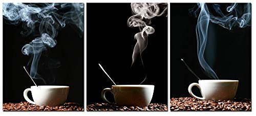 CUFUN - Lienzo Decorativo para Pared, diseño de Plumas, Color café, Paisaje Abstracto, con Marco de Madera, Listo para Colgar, 5 Estilos, Lona, café, 12x16inx3pcs