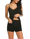 pyjama nachthemd Damen Basic zweiteilige Schlafanzug Sommer Nachthemd Sexy Tank Tops und Shorts Nachtwäsche Sleepwear Pyjamas Set mit Spaghettiträger von Lucyme.