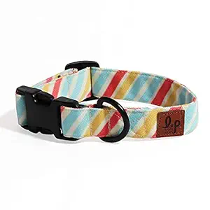 Lana Paws Colourful Stripes Soft & Sturdy Canvas Fabric Collar (Large)