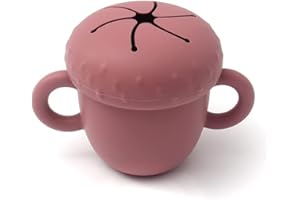 Alimos Baby Snack Food Pots for Toddlers | Silicone Cup Spill Proof for Toddler, Baby & Kids | Easy Grip for Children | Material: Food Grade Silicone | Dishwasher- and Microwave-Safe (Rose Dawn)