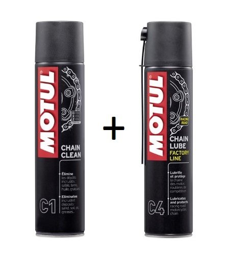 PACK +ECONOMICO SPRAY CADENA MOTUL C1 400ml LIMPIA + MOTUL C4 ENGRASE special CARRETERA