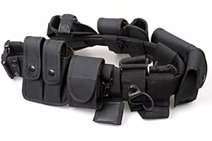 ATAIRSOFT Comando de cumplimiento de la ley Comando multifuncional Guardia de policía Sistema de equipo de cinturón de seguridad con 9 bolsas funcionales Negro para táctico Airsoft Ejército militar Caza al aire libre