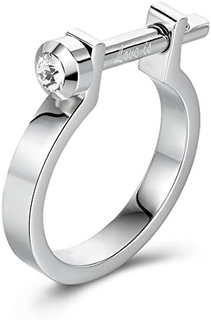 Silver Eternity Rings Stainless Steel Horseshoe Crystal Wedding Band Ring for Women Jewellery Xmas Gifts