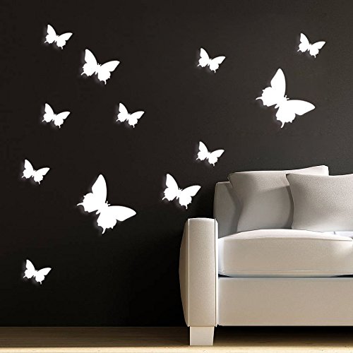 Lumanuby 12 Stück 3D Schmetterlinge Wand sticker Wandtattoos zum Kleben für Wohnzimmer Schlafzimmer Küche Und Kinderzimmer,Rosa - 2