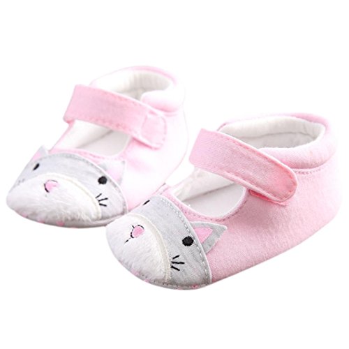 Vovotrade Recién Nacido Bebé Niña Ardilla Linda Diseño Zapatos Zapatilla Antideslizante Suela Blanda Toddler Primer Paso Zapatos Tela de algodón (11cm,0-6 Meses, Rosa)