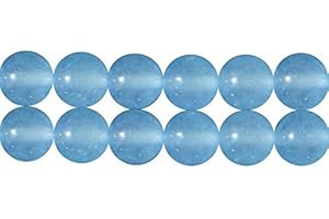 SKYBEADS Perles Pierre de Calcédoine d'aqua Bleus Teintées 10mm pour Bijoux Longueur 38cm environ 35 pcs