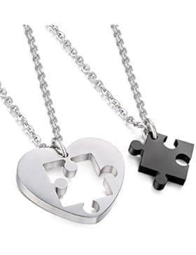 Jstyle Schmuck verliebte Paare Anhänger Halskette Puzzleanhänger Herz Form Freundschaft Anhänger Kette für Liebe...