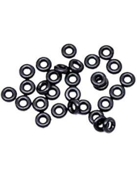 Sexy Sparkles 20 Black 6/2mm Rubber-Rings Silikongummi hochwertigem Gummi Stopper Clip Over für Schlange Kette...