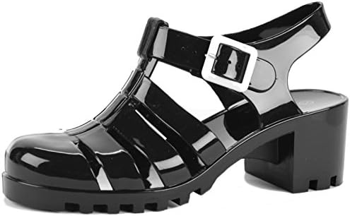 Womens Ladies Flat Jellies Heels Retro Jelly Summer Beach 90s Buckle FLIP Flops Sandals Shoes Size 3 4 5 6 7 8