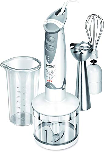 MPM MBL-03 batidora, 400 W, Acero Inoxidable, Gris, Transparente, Color Blanco