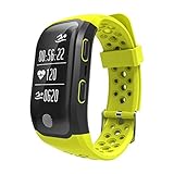 Smart Armband Sport Uhr Wasserdicht S908 Smart Wear GPS Armband Silica Gel Bluetooth Fitness Uhr (Schwarz, Rot, Gelb) (Color : Yellow)