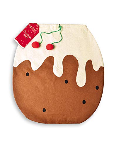Home Collection Large Brown Christmas Pudding Design Christmas Stocking Soft Gift Holder Sack For Presents