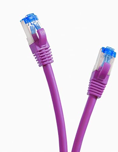 TPFNet 2m (Metre) Cat.6A - Cat6A Premium Quality Network Cable Cat6A - SFTP DOUBLE SHIELDED - Patch Cable - Network Cable RJ45 - Ethernet Cable - Lan Ethernet Cable - Lan Cable - Gigabit Cable - Gigabit Lan Cable - Ethernet Cable Cat6A with bend protection (RJ45, Cat 6A, Double shielded Foil and Braid Shielding Twisted Pair, S/FTP (PIMF) without halogen - Suitable for Gigabit-Networks 10/100/1000/10000Mbit/s) - purple