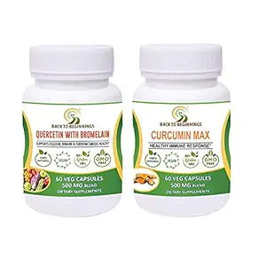 BB Back To Beginnings Complete Wellness Quercetin With Bromelain And Curcumin Max | 500 Mg Blend | Combo Pack-(120 Veg Capsules)