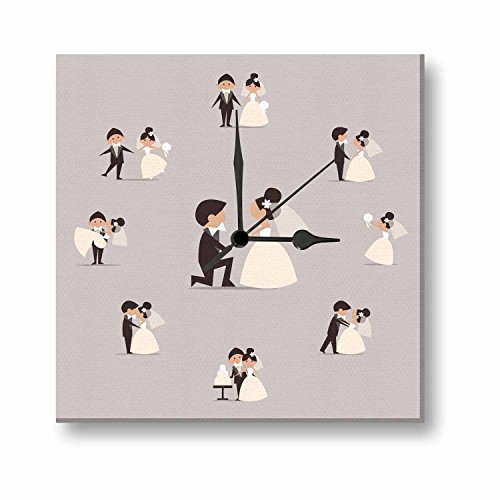 YaYa cafe Wedding Gifts Cute Wedding Story Canvas Wall Clock - 15x15 inches