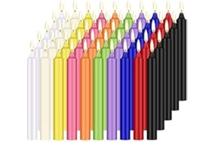 LIVEN 100 pcs Spells Chime Candles Unscented Assorted Colors Mini Taper Candles | 4" Tall x 1/2" Diameter | Chime Ritual Spell Taper Candle