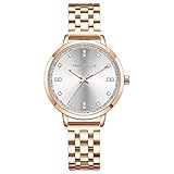 QRMH Frau Einfache Uhr Business Fashion Wrist Watch Japan Quarzbewegung Wasserdichte Edelstahl-Gurtuhr Rose Gold Gold Silver Purple Best Gift,Rosegold