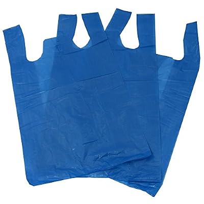 UKPS 100 Bleu Plastique en polyéthylène Sacs de transport en style débardeur – Taille 27,9 x 43,2 x 53,3 cm Shopping Cadeau Boutique supermarché Cash N Transport Stand de marché