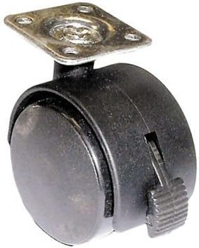 Furniture Caster 1-5/8 Wheel Height With Brake - Plate Mount Type - Black by U.S.Futaba