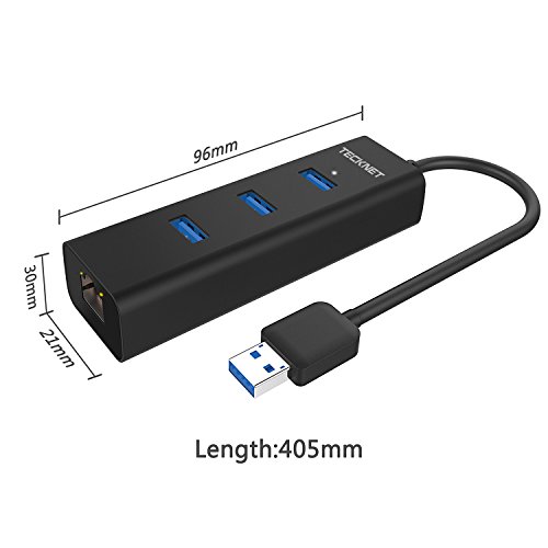 TeckNet® 3-Port USB 3.0 Hub mit Ethernet Adapter Unterstützt 10/100/1000 bit Ethernet - 7