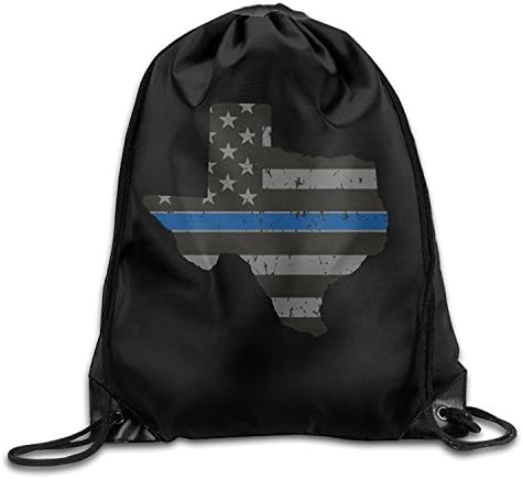 Yesliy Texas Police Thin Blue Line Flag Drawstring Backpack Bag Beam Mouth Yoga Sackpack Shoulder Bags For Men &amp; Women