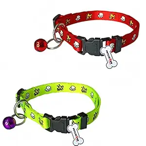 Petlicious & More? Soft Nylon Made Small Puppy Collar Cat Collar (Color May Vary, Pack of 2)