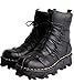 Produktbild JIANGJIE Mens Echtes Leder Militär Armee Wasserdicht Atmungsaktive Stiefel Gothic Punk Motorrad Martin Stiefel Mitte Ferse,Black,41