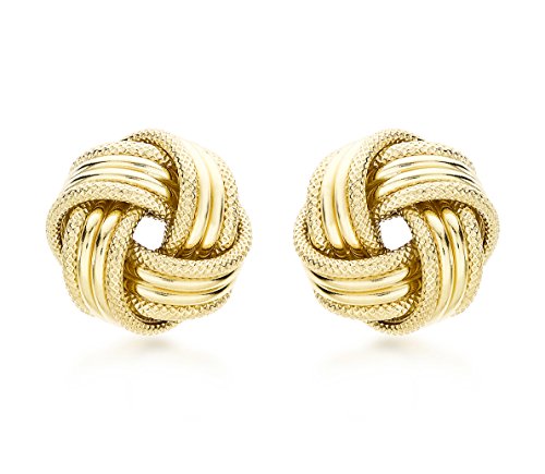 Carissima Gold Damen 11 mm 2-Reihen Strukturiert und einfarbig/einfach Knoten Ohrstecker 9k (375) Gelbgold 1.58.1599