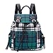Produktbild Small Women Canvas Backpack Chassic Panelled Plaid School Bag for Teenager Girls Variety Shoulder Purse Bagpack Rucksack White Green 26X14X33Cm