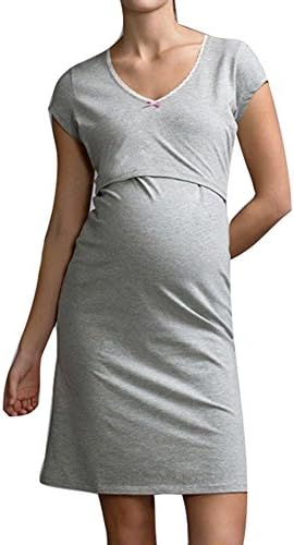 MEIHAOWEI Breastfeeding Pajama Breastfeeding Nightwear Maternity Nursing Pajamas Maternity Nursing Sleepwear Pregnancy Pyjamas Grey XL
